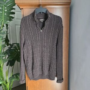 Tasso Elba Cable Knit Sweater Mens Large Brown